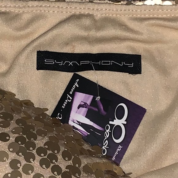 Symphony Gold Sequin Mini Strapless Dress - Picture 7 of 8